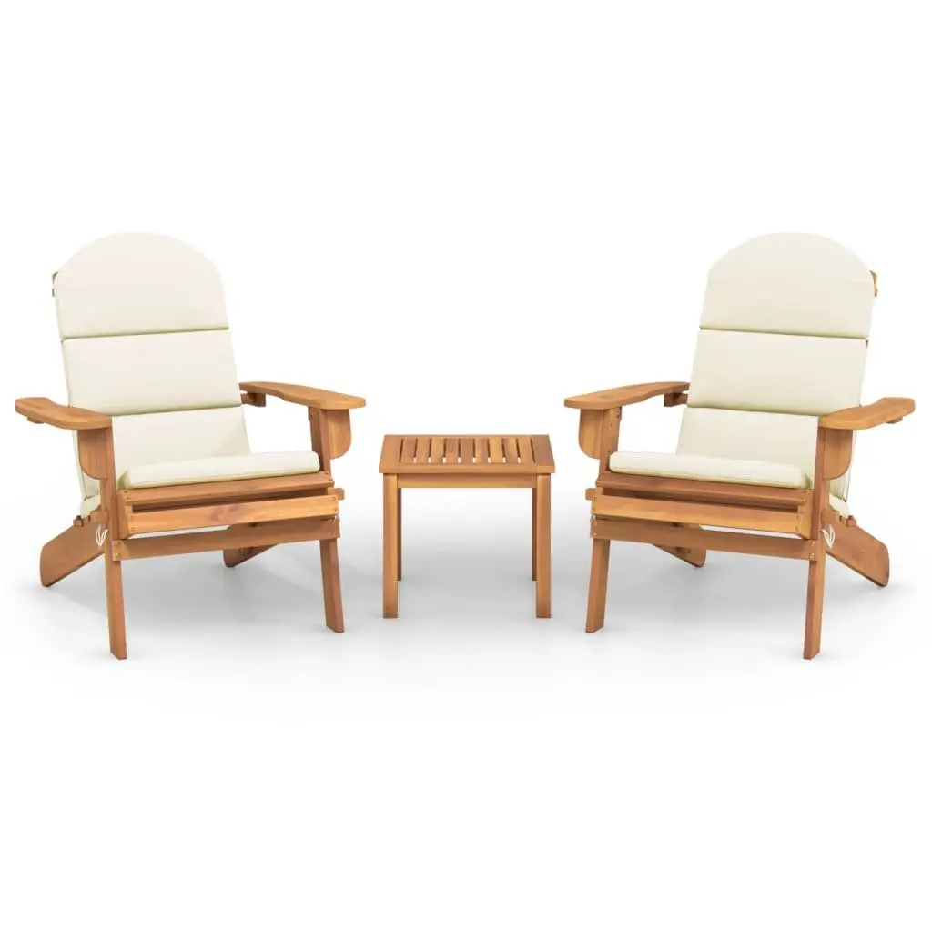 Adirondack Garden Lounge Set Wooden Chair Table Brown 3 Piece
