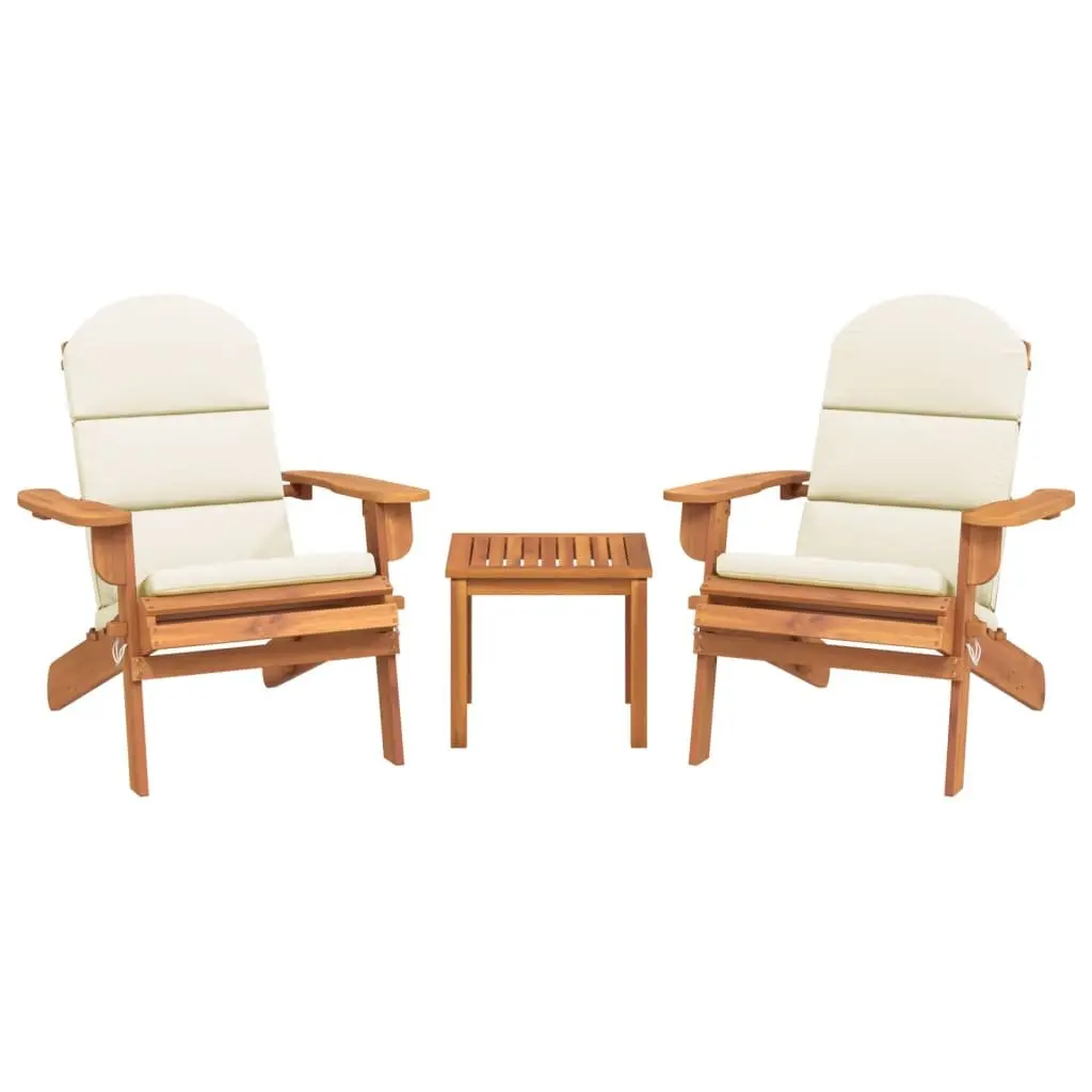 Adirondack Garden Lounge Set Wooden Chair Table Brown 3 Piece