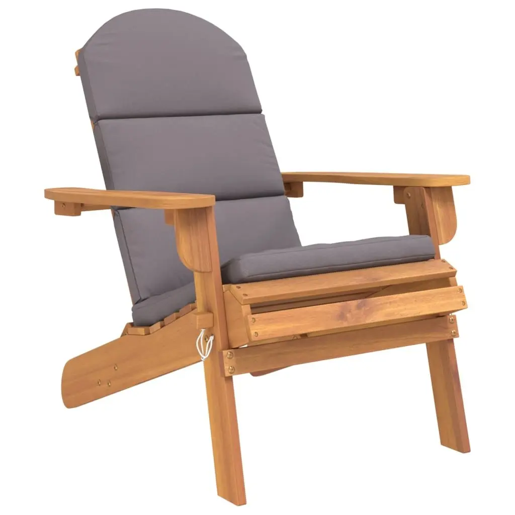 3 Piece Adirondack Garden Lounge Set Solid Acacia Wood Foldable Cushioned Outdoor Furniture Brown