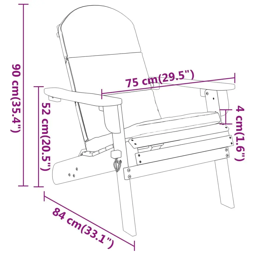 3 Piece Adirondack Garden Lounge Set Solid Acacia Wood Foldable Cushioned Outdoor Furniture Brown