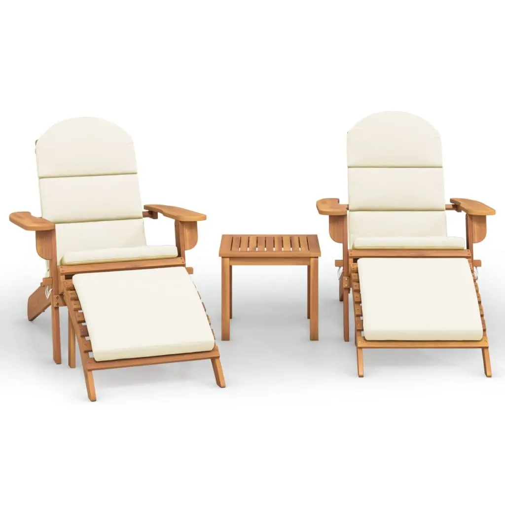 Adirondack Garden Lounge Set Solid Acacia Wood 3 Piece Outdoor Furniture Brown