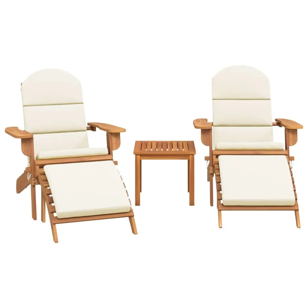 Adirondack Garden Lounge Set Solid Acacia Wood 3 Piece Outdoor Furniture Brown