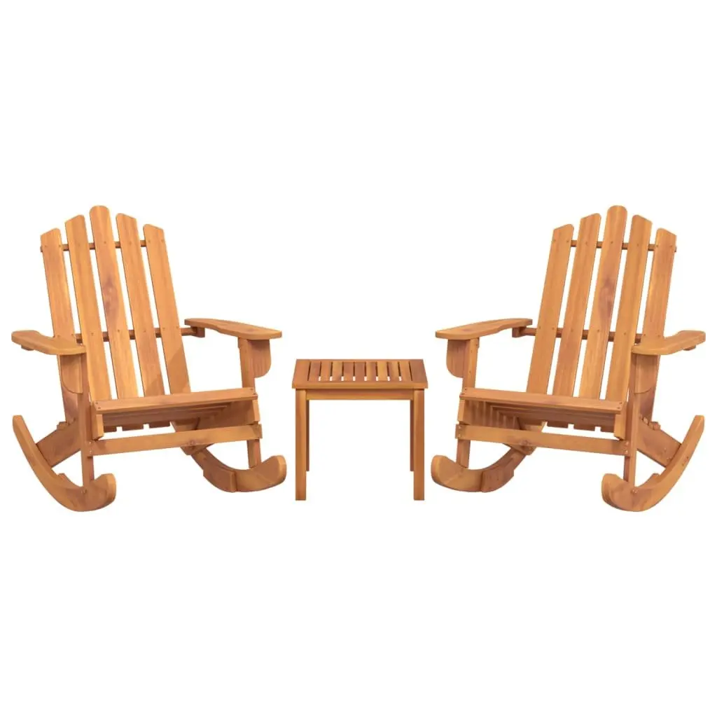 Outdoor Lounge Chair Set Adirondack Rocking 3 Piece Brown