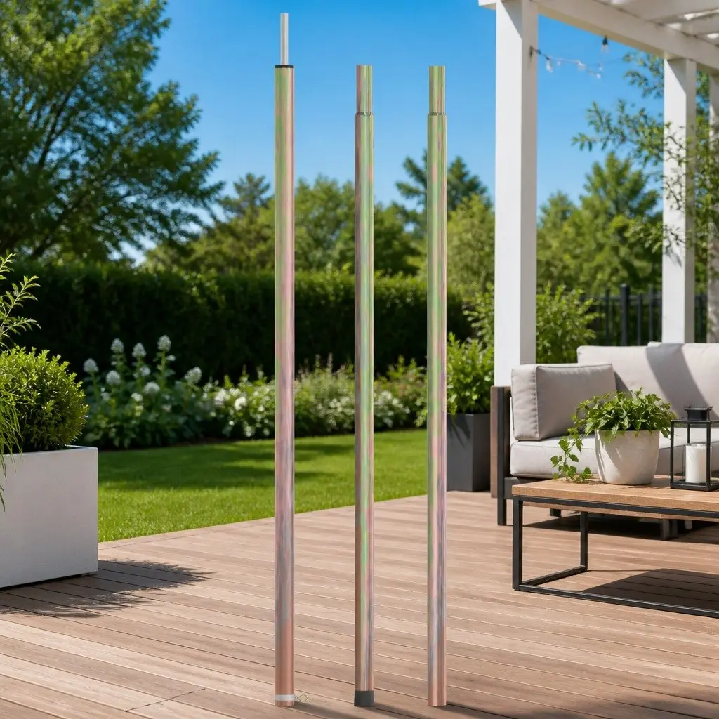 Telescopic Tent Pole Adjustable Galvanised Steel 170-255cm