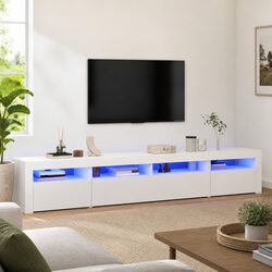 Your Ideal White TV Cabinet with RGB LED Features