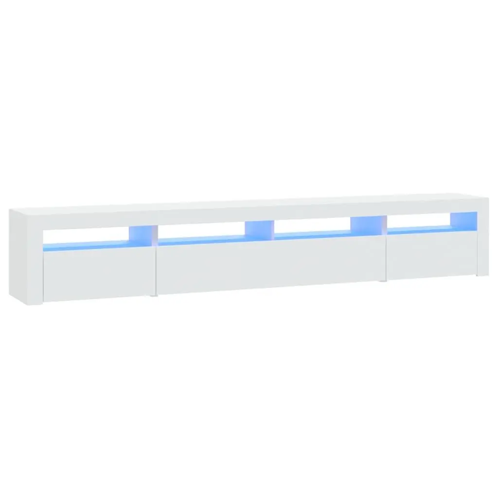 TV Cabinet with RGB LED Lights White Modern Media Stand Storage Unit 240cm
