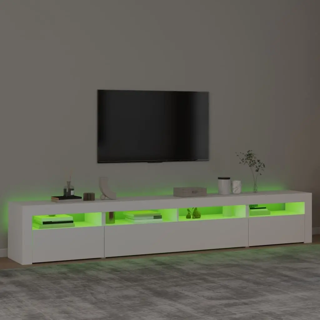 TV Cabinet with RGB LED Lights White Modern Media Stand Storage Unit 240cm