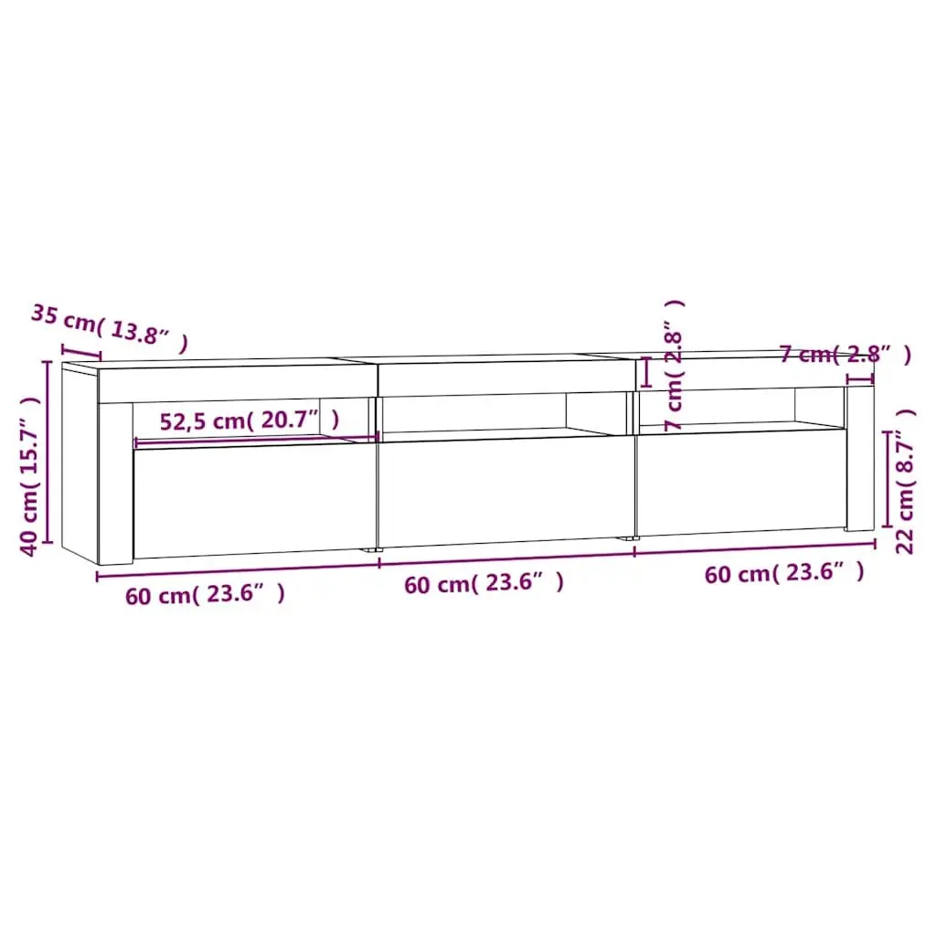 TV Cabinet with RGB LED Lights Modern White Engineered Wood 180cm