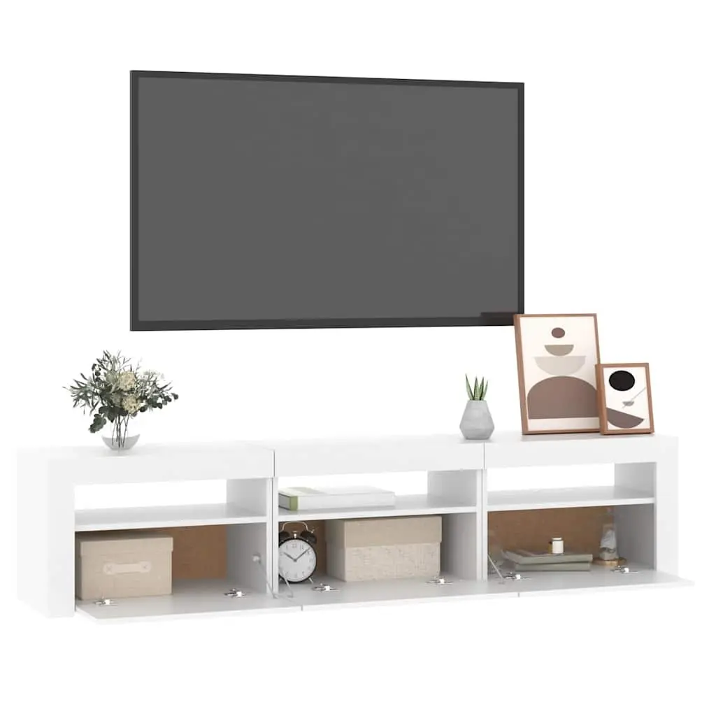TV Cabinet with RGB LED Lights Modern White Engineered Wood 180cm