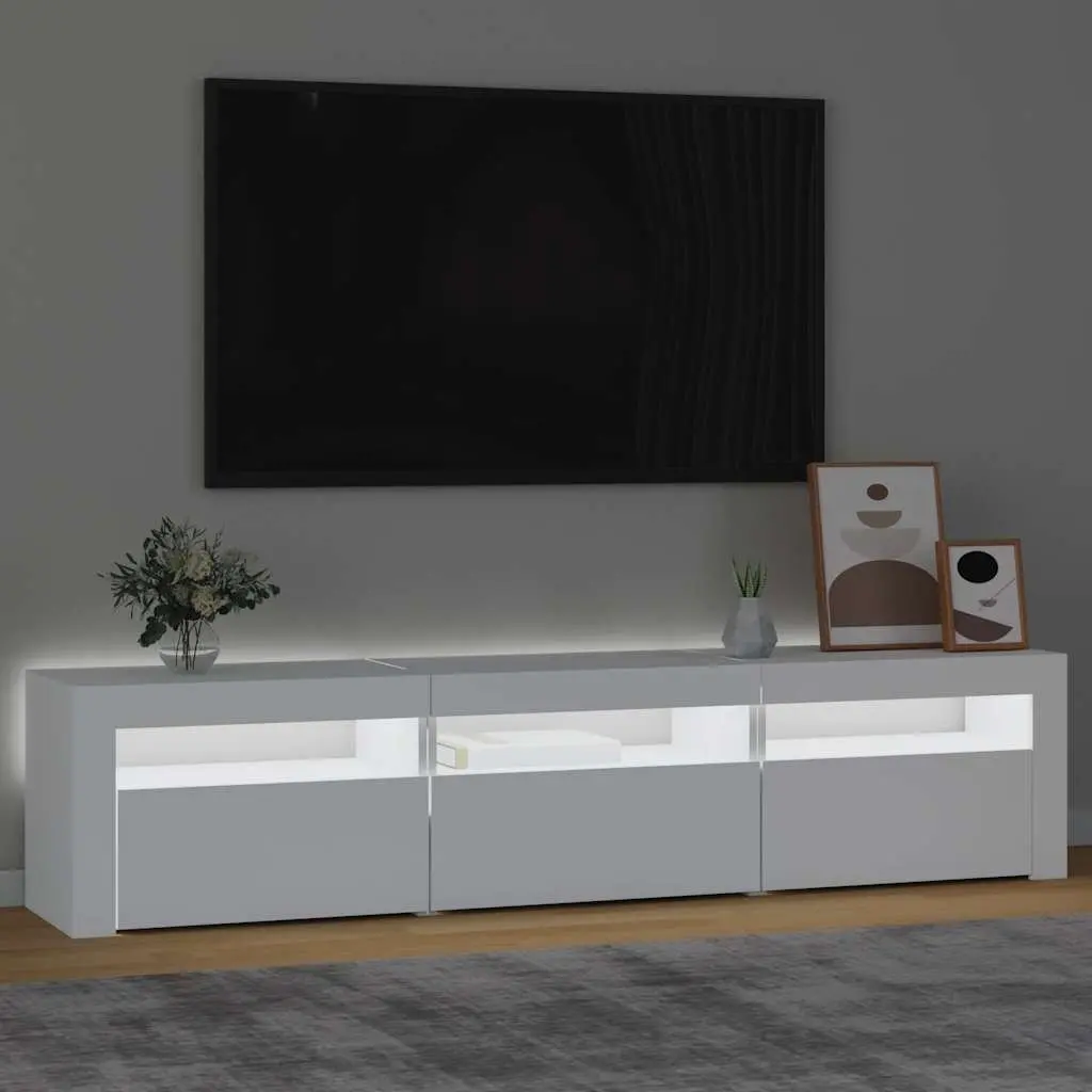 TV Cabinet with RGB LED Lights Modern White Engineered Wood 180cm