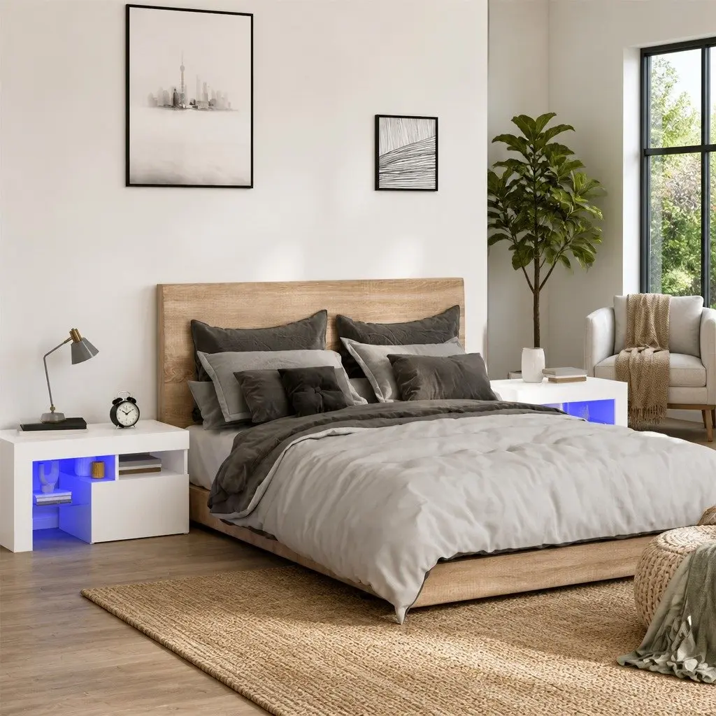 Bedside Cabinets with RGB LED Lights