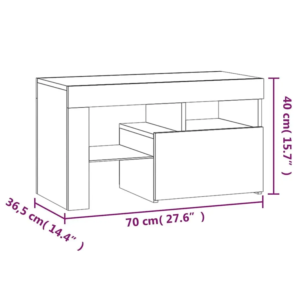 Bedside Tables with RGB LED Lights Grey 70x36.5x40cm Set of 2