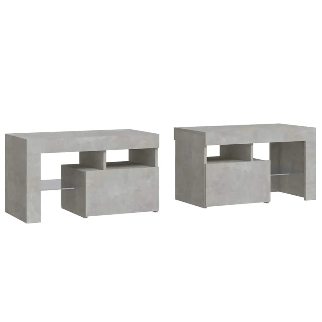 Bedside Tables with RGB LED Lights Grey 70x36.5x40cm Set of 2