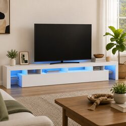Your Friendly White TV Cabinet with RGB LED Lights