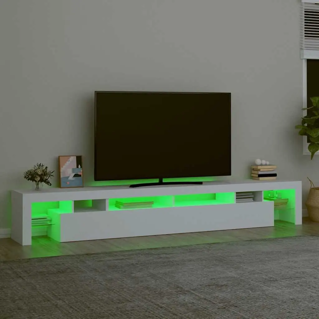 TV Cabinet with RGB LED Lights Storage Unit White Media Stand 260x36.5x40cm