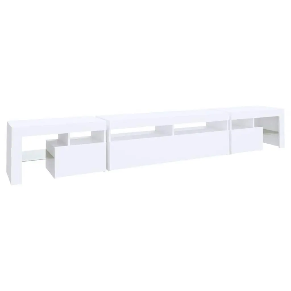 TV Cabinet with RGB LED Lights Storage Unit White Media Stand 260x36.5x40cm