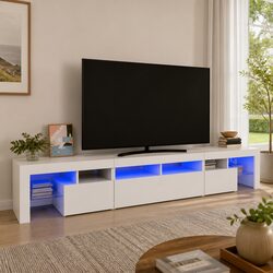 Your New TV Cabinet with RGB LED Lights - 230cm White