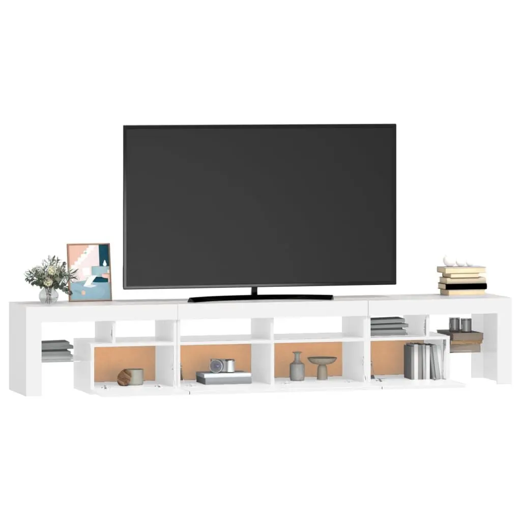 TV Cabinet RGB LED Lights White Modern Media Unit 230cm
