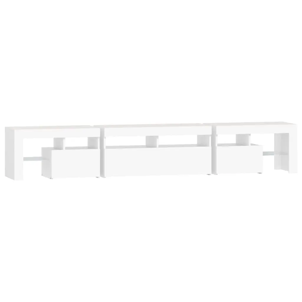 TV Cabinet RGB LED Lights White Modern Media Unit 230cm