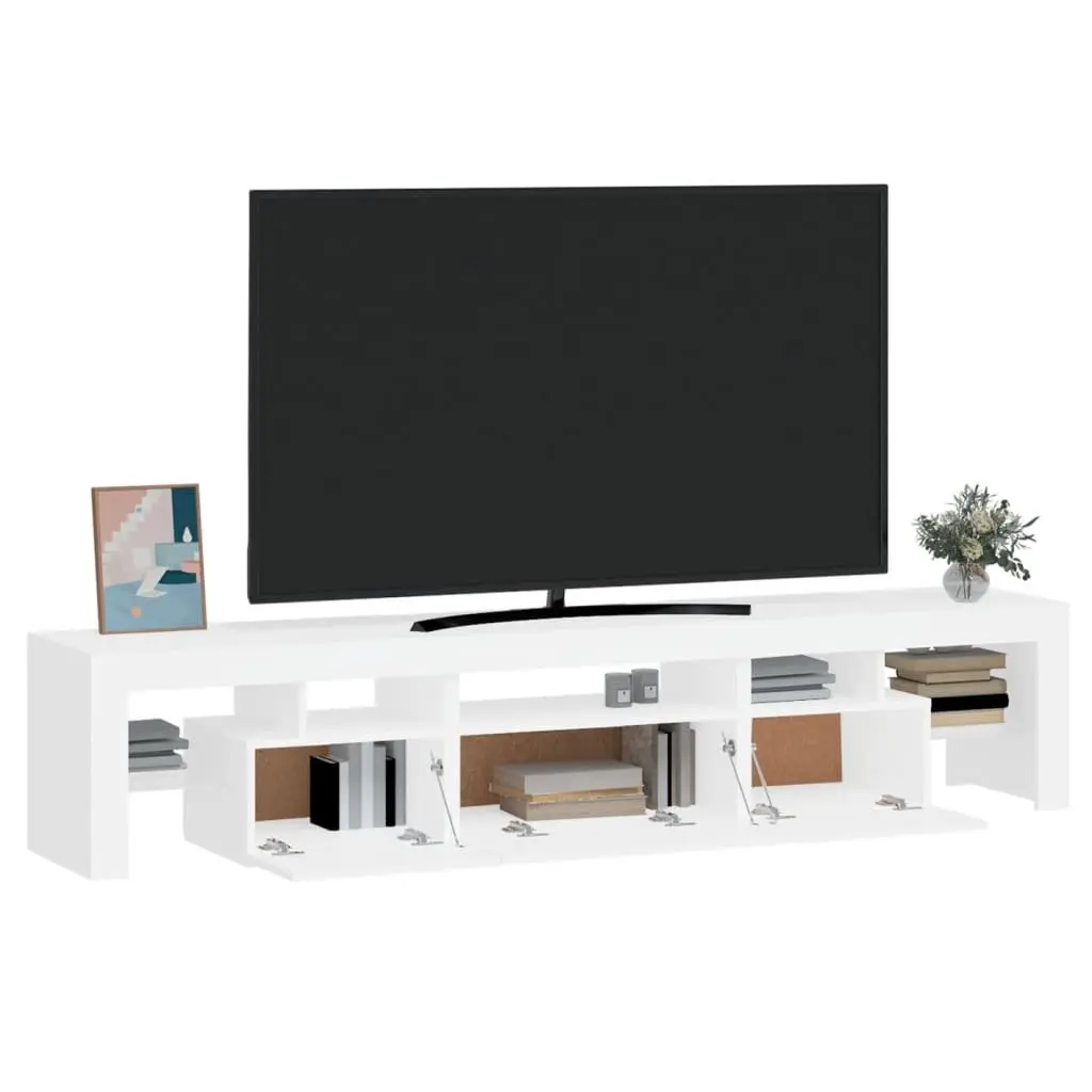 TV Cabinet with RGB LED Lights White Modern Media Unit Storage Furniture 200cm