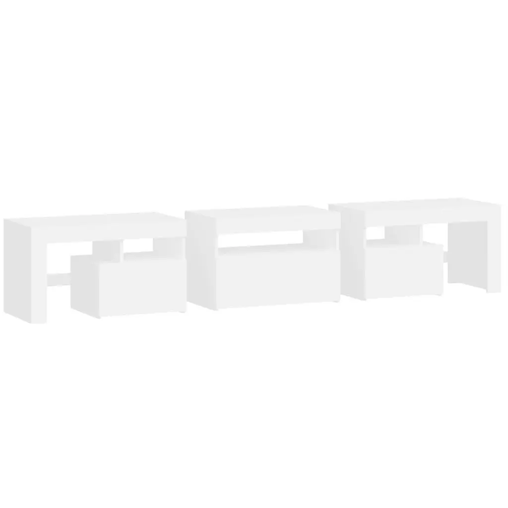 TV Cabinet with RGB LED Lights White Modern Media Unit Storage Furniture 200cm