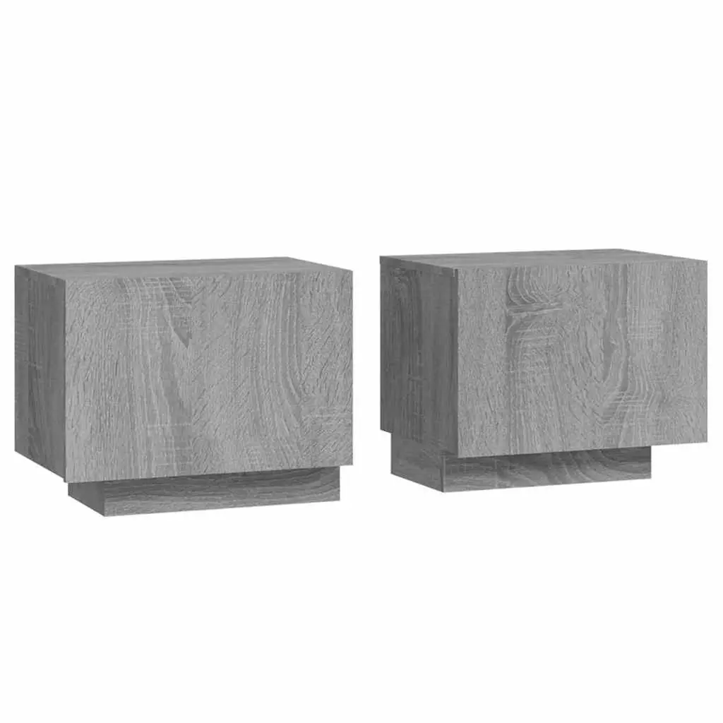 Bedside Cabinet Grey Storage Side Table Bedroom Nightstand Engineered Wood