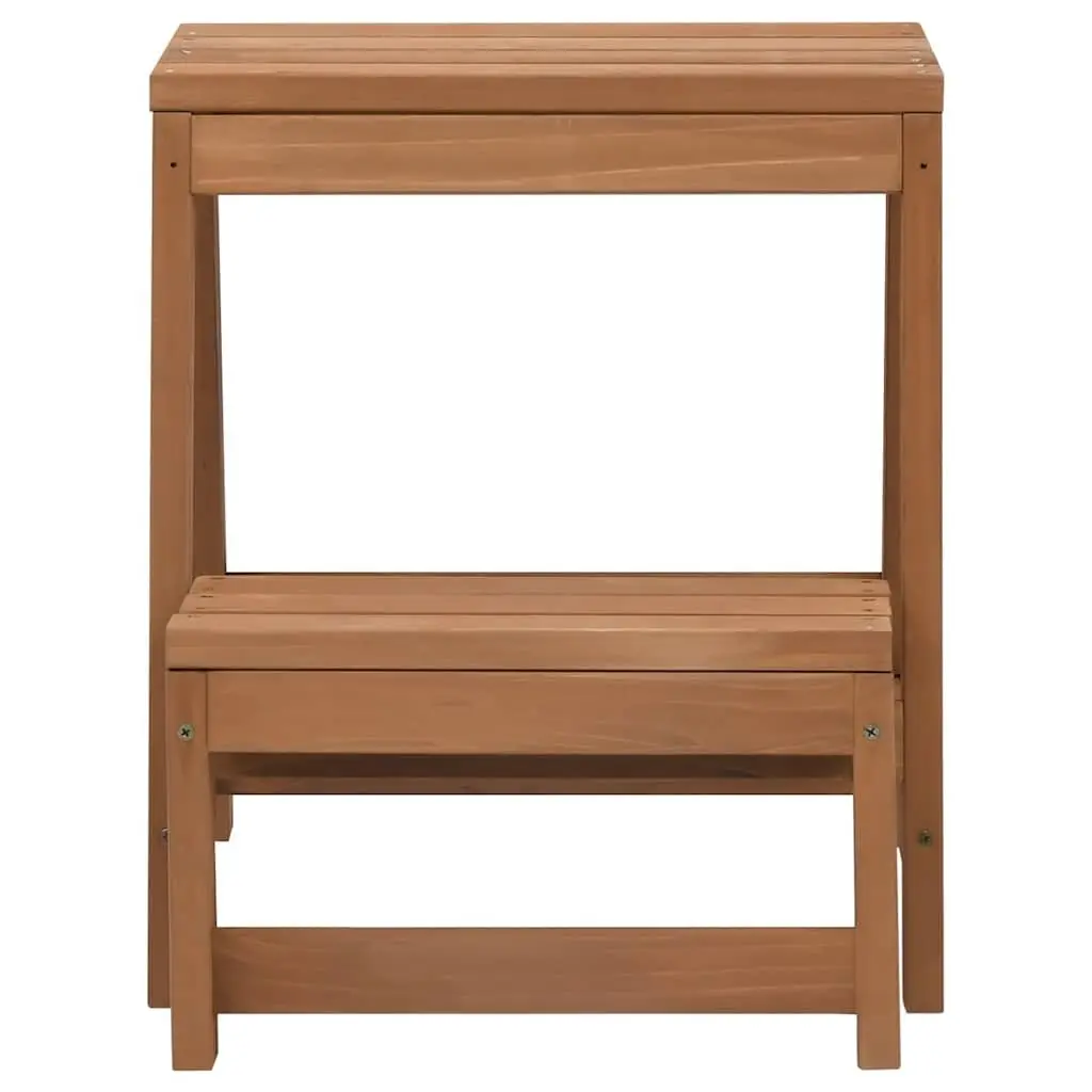 Foldable Step Stool Solid Wood Brown Kitchen Living Room Storage Seat Stepping