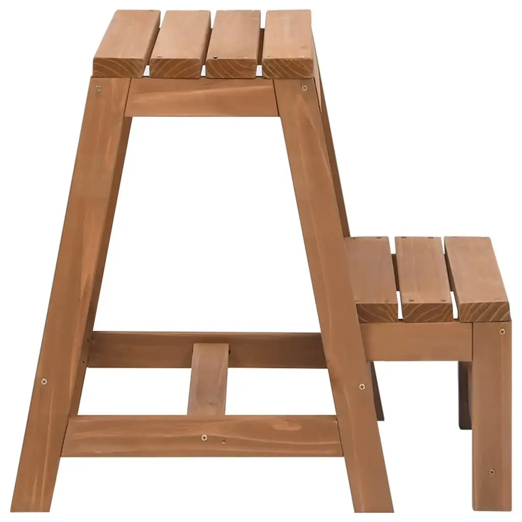 Foldable Step Stool Solid Wood Brown Kitchen Living Room Storage Seat Stepping