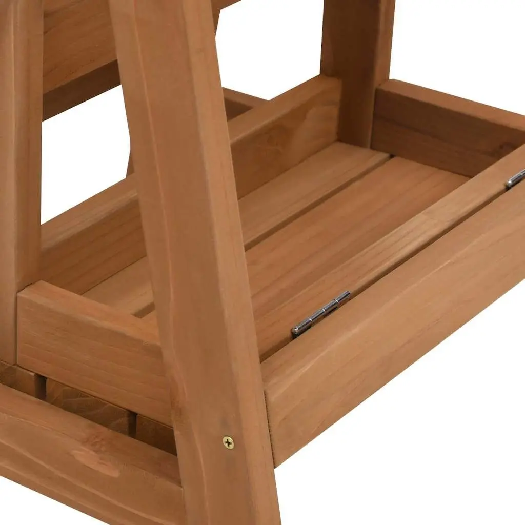 Foldable Step Stool Solid Wood Brown Kitchen Living Room Storage Seat Stepping