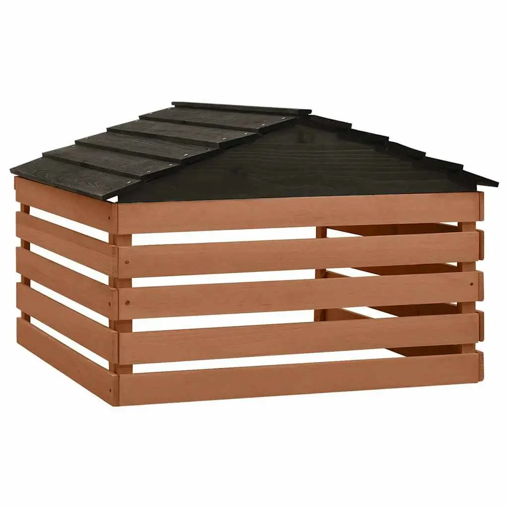 Robotic Lawn Mower Garage Outdoor Storage Brown Firwood 78 x 74 x 54 cm
