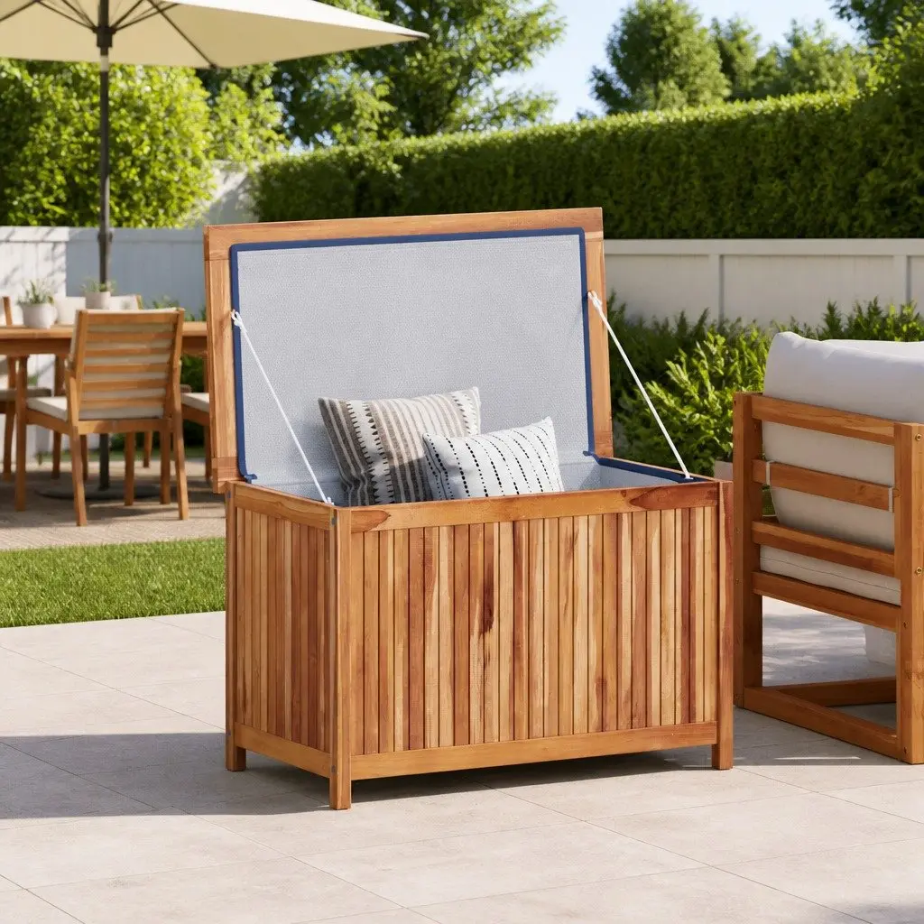 Garden Storage Box Wooden 90x50x58cm Outdoor Furniture Organiser