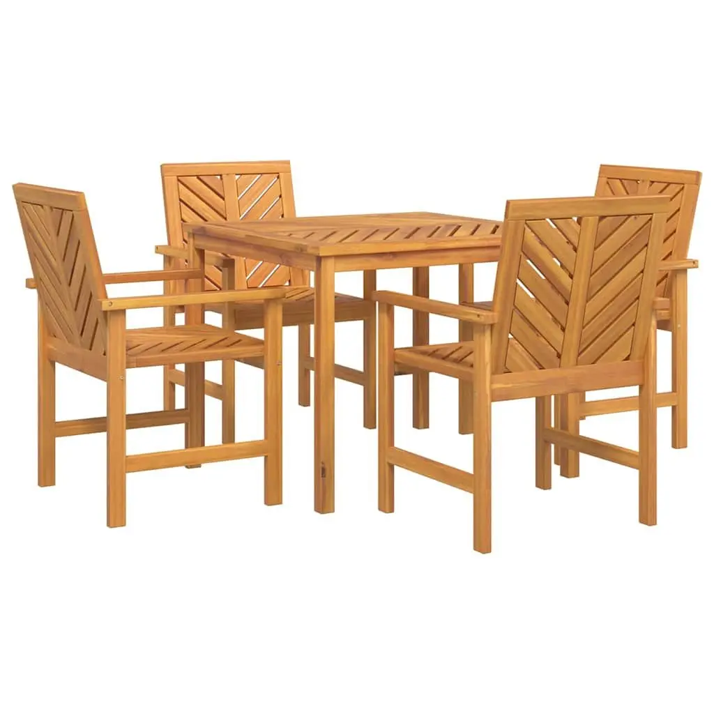 Garden Dining Set Solid Acacia Wood 5 Piece Outdoor Table Chairs Brown
