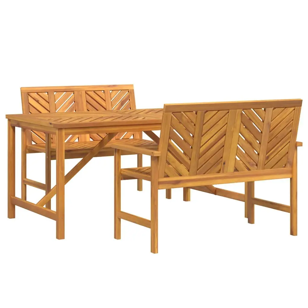 Garden Dining Set Solid Acacia Wood 3 Piece Outdoor Table Chairs Brown