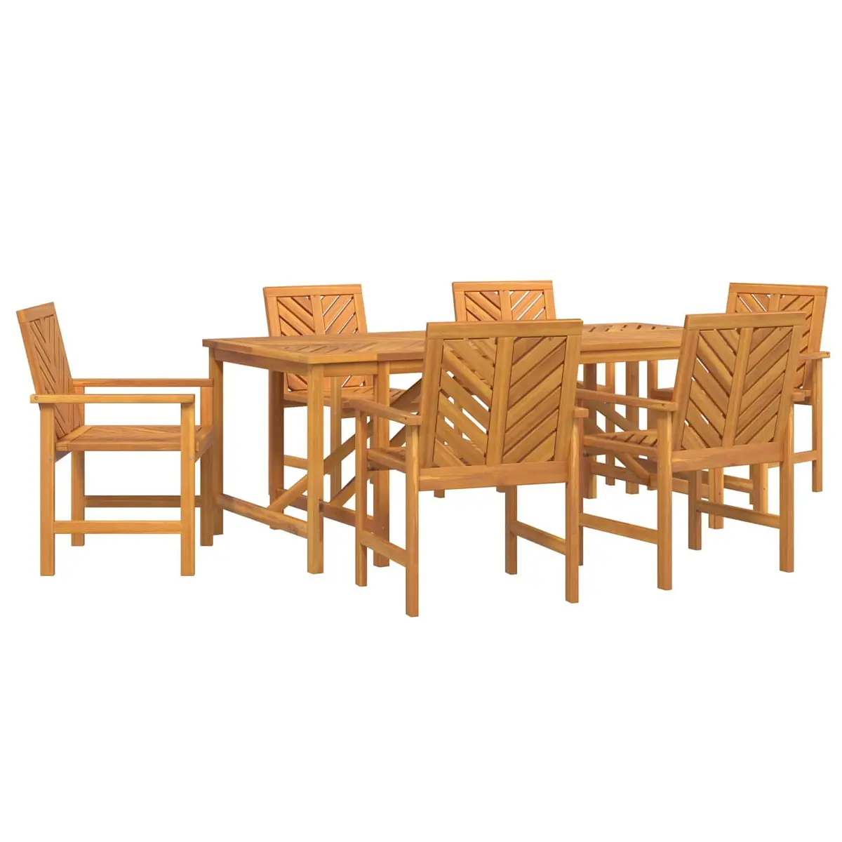 Garden Dining Set Acacia Wood 7 Piece Outdoor Furniture Brown