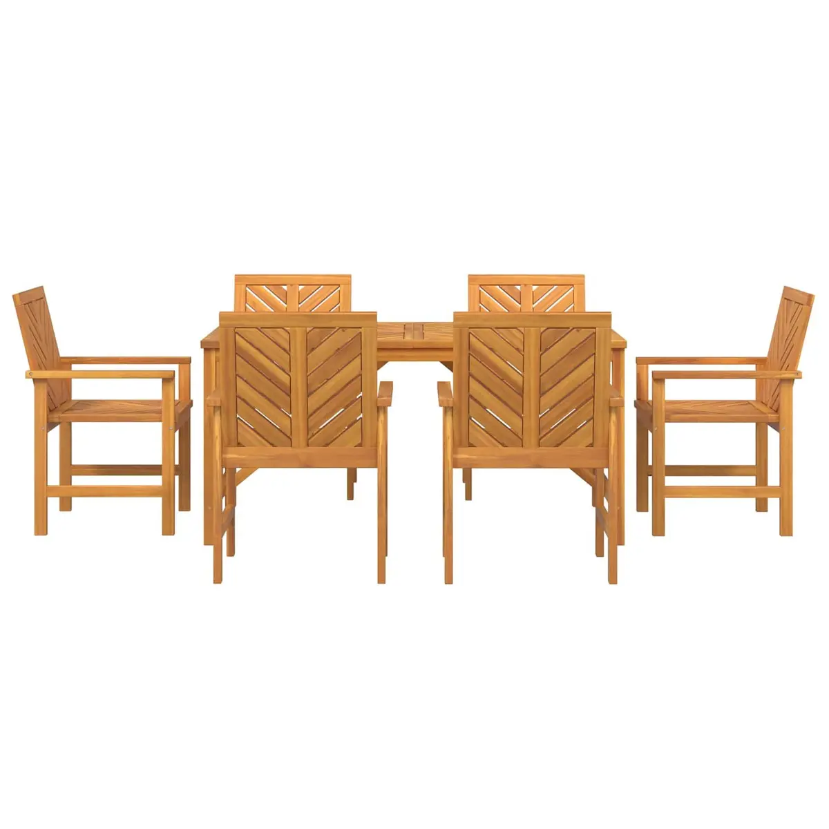 Garden Dining Set Acacia Wood 7 Piece Outdoor Furniture Brown