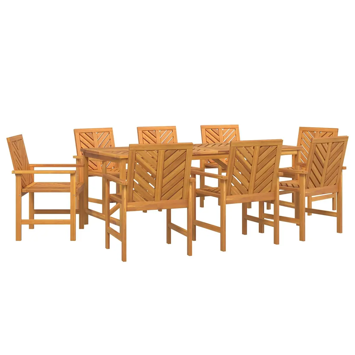 Garden Dining Set Solid Acacia Wood Brown 9 Piece Outdoor Furniture