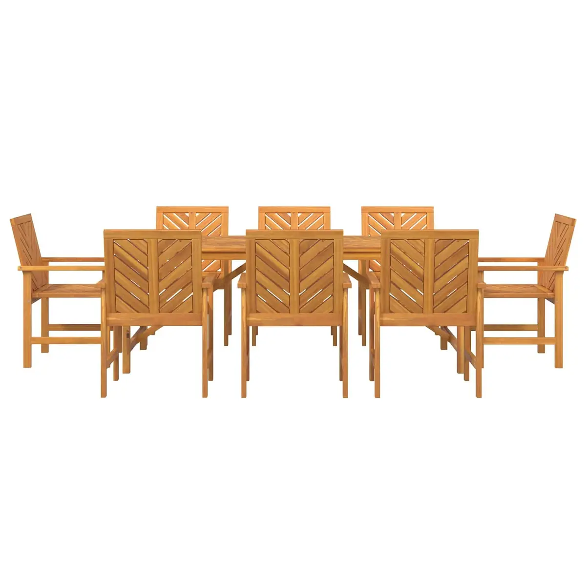 Garden Dining Set Solid Acacia Wood Brown 9 Piece Outdoor Furniture