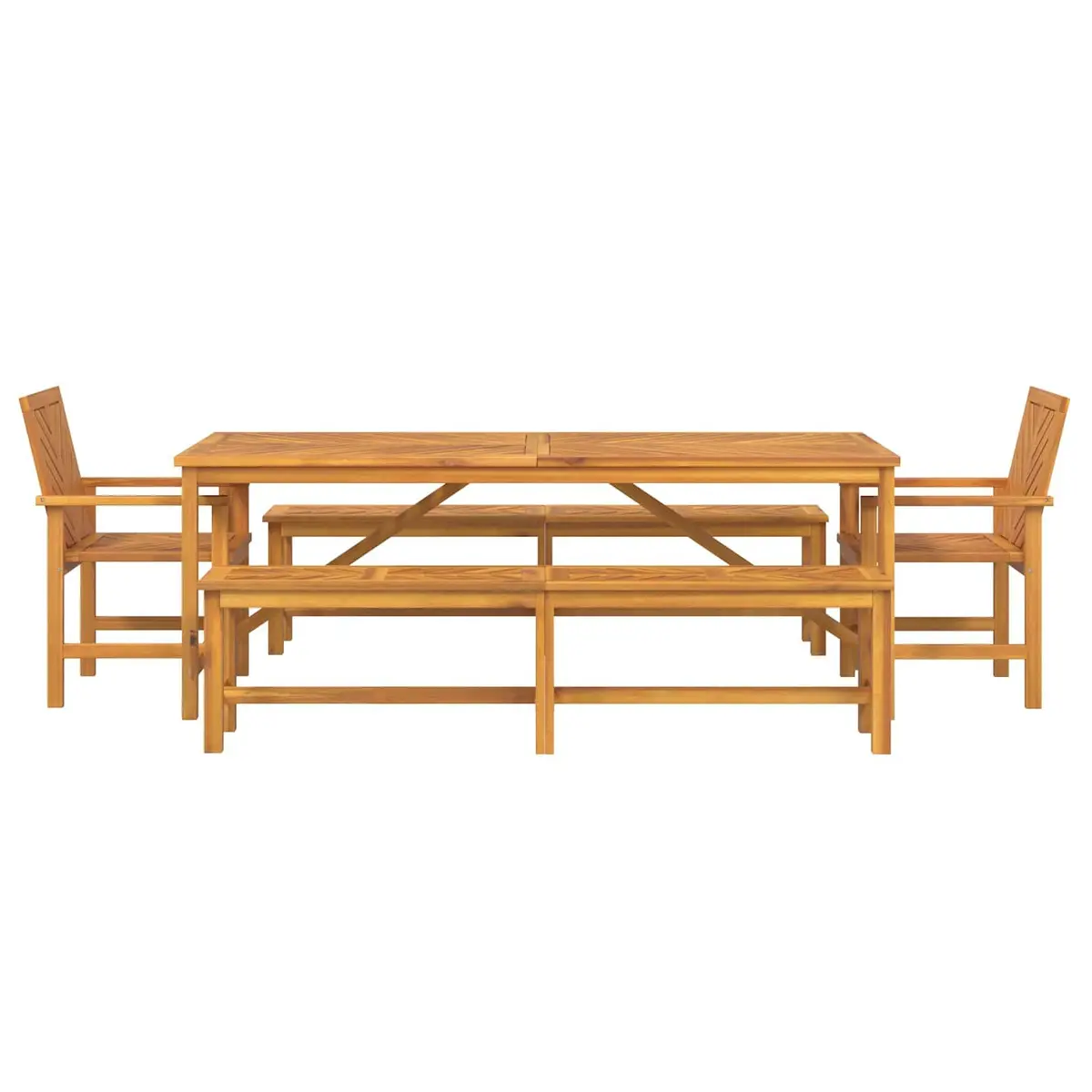Garden Dining Set 5 Pieces Outdoor Table Chairs Brown Solid Acacia Wood Patio
