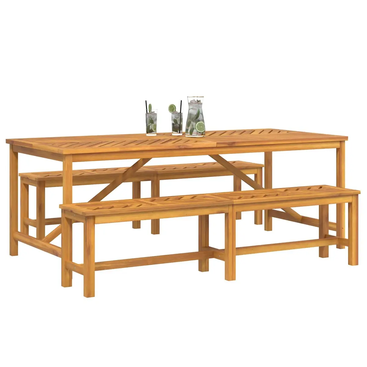 Garden Dining Set Solid Wood 3 Piece Outdoor Furniture Brown