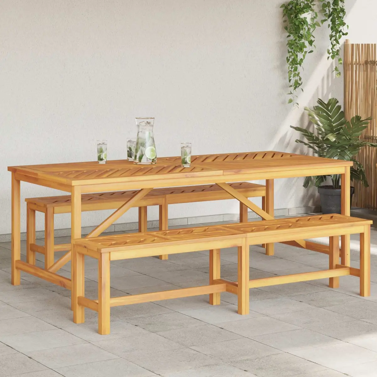 Garden Dining Set Solid Wood 3 Piece Outdoor Furniture Brown