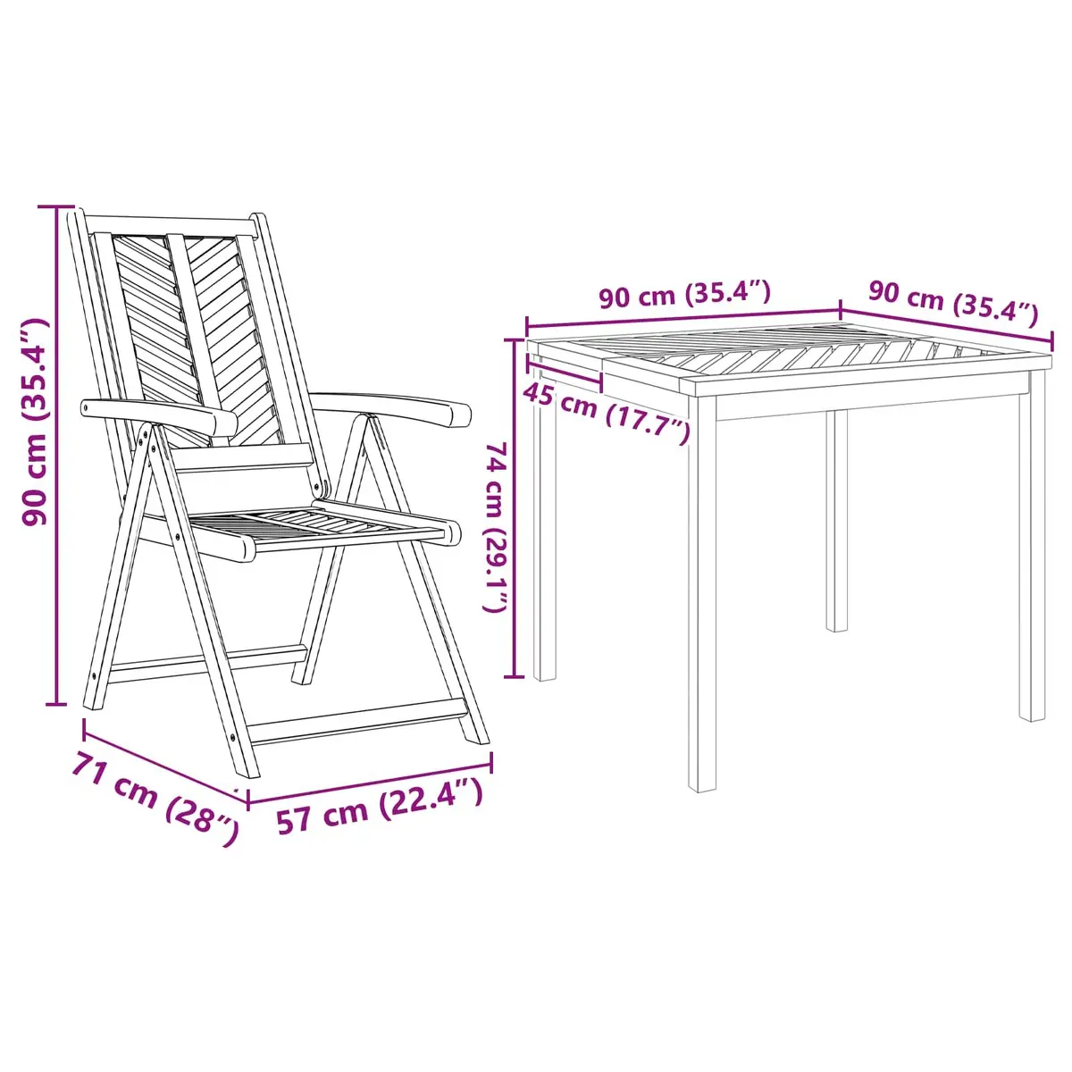 3-Piece Acacia Dining Set