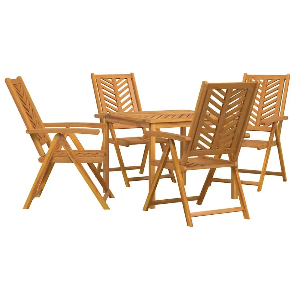 Garden Dining Set Acacia Wood 5 Piece Outdoor Furniture Brown Table Chairs