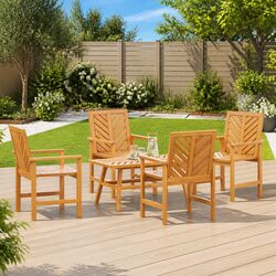 Garden Lounge Set 5 Pieces Brown Acacia Wood Outdoor Furniture Patio Seating