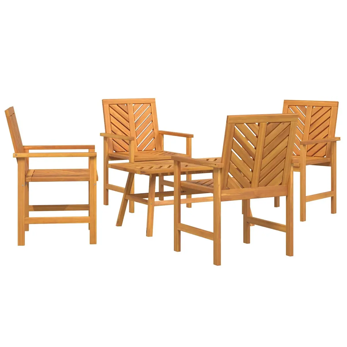 Garden Lounge Set 5 Pieces Brown Acacia Wood Outdoor Furniture Patio Seating