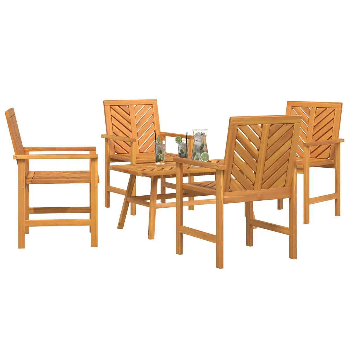Garden Lounge Set 5 Pieces Brown Acacia Wood Outdoor Furniture Patio Seating
