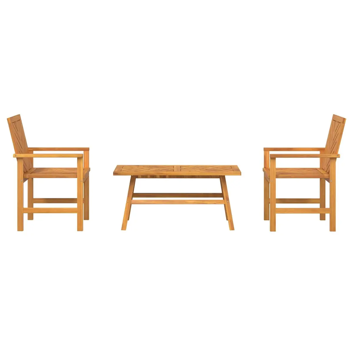 Garden Lounge Set 3 Piece Outdoor Furniture Brown Acacia Wood Patio Seating