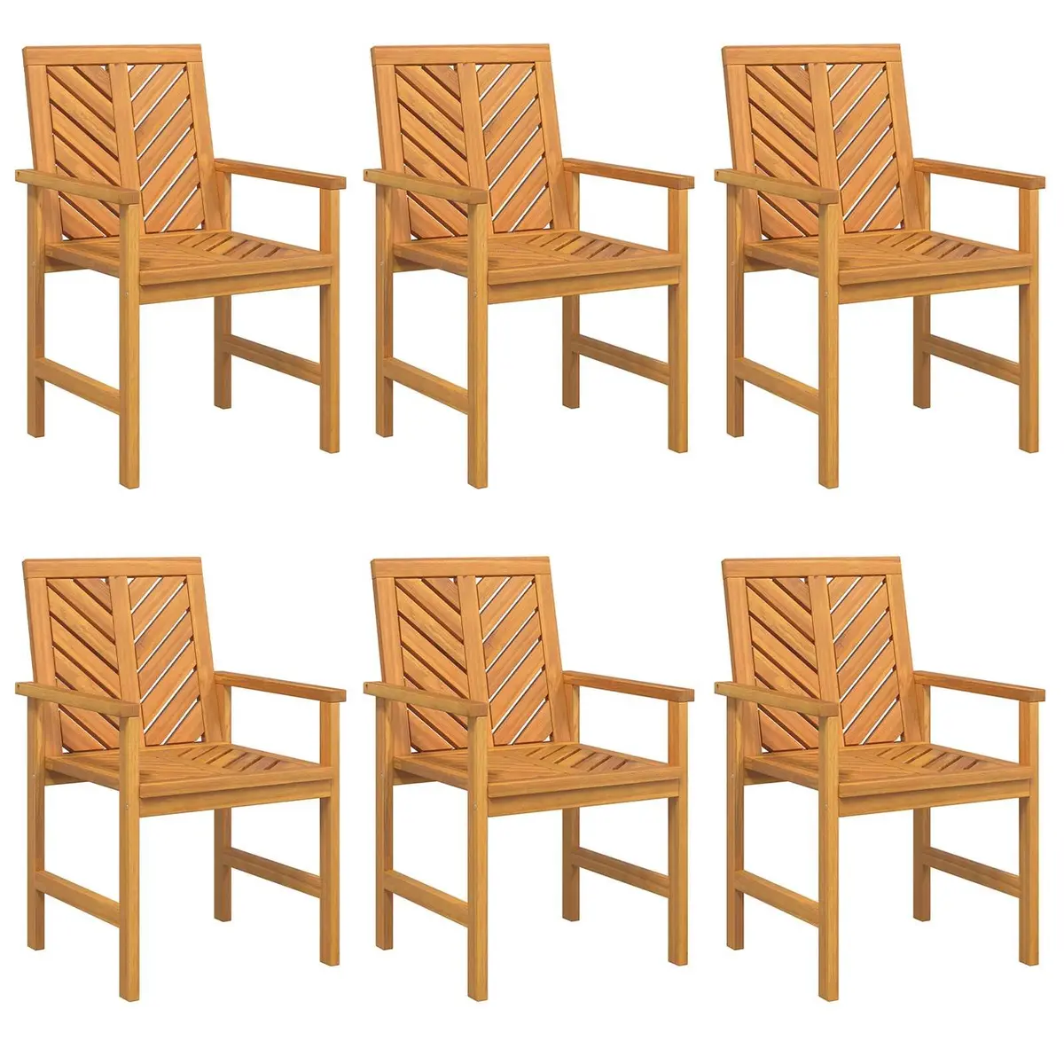 Outdoor Dining Chair Set 6 pcs Acacia Wood Garden Backyard Terrace Seating
