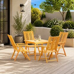 You’ll Love This 4-Piece Reclining Acacia Wood Chair Set