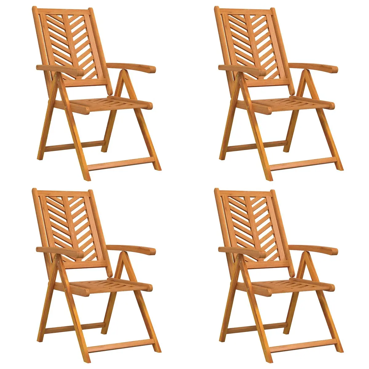 Outdoor Garden Chair Reclining Solid Acacia Wood Brown 4 Piece