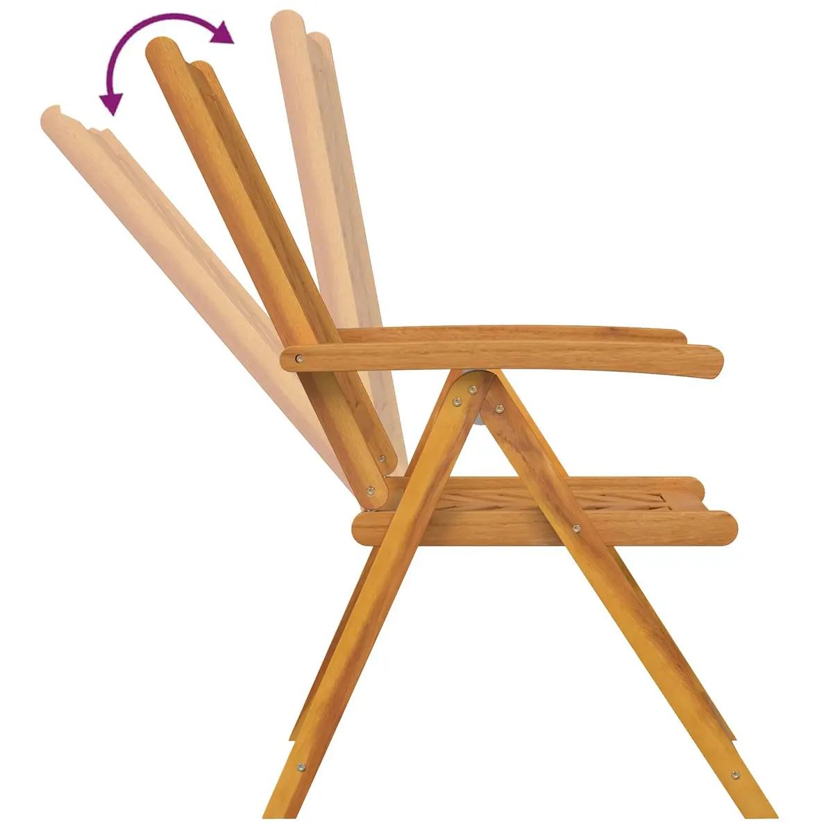 Outdoor Garden Chair Reclining Solid Acacia Wood Brown 4 Piece